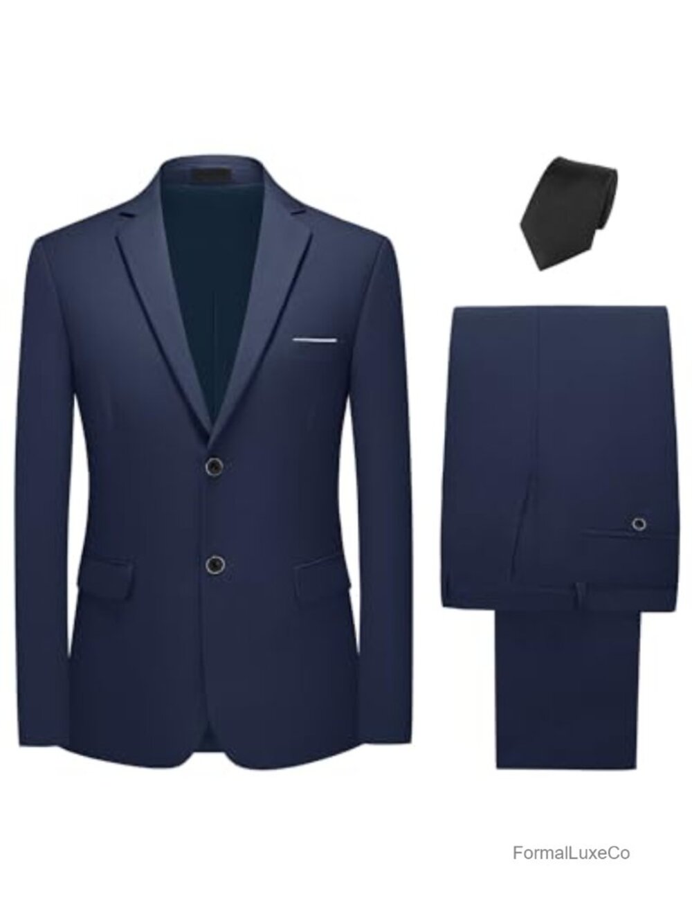 Men's Classic Fit 2-Piece Tuxedo Suit with Tie, Polyester Viscose